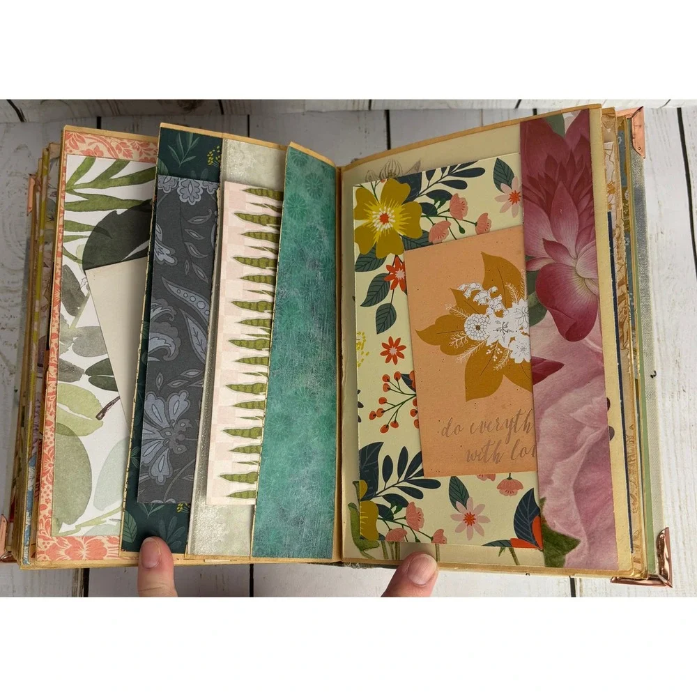 Handmade Botanical Junk Journal Floral Scrapbook Hardcover Ribbon Tie Ephemera